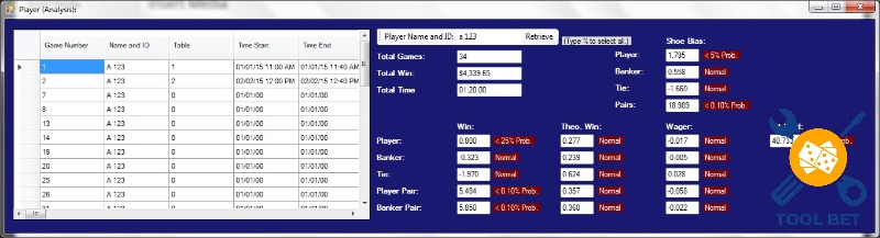 Giao diện Baccarat Analyzer